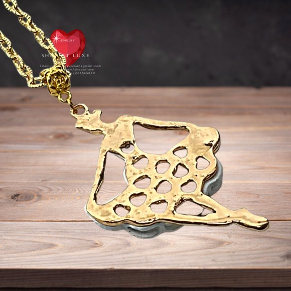 On Pointe Crystal Embellished Ballet Dancer Necklace - Picture 3 of 4